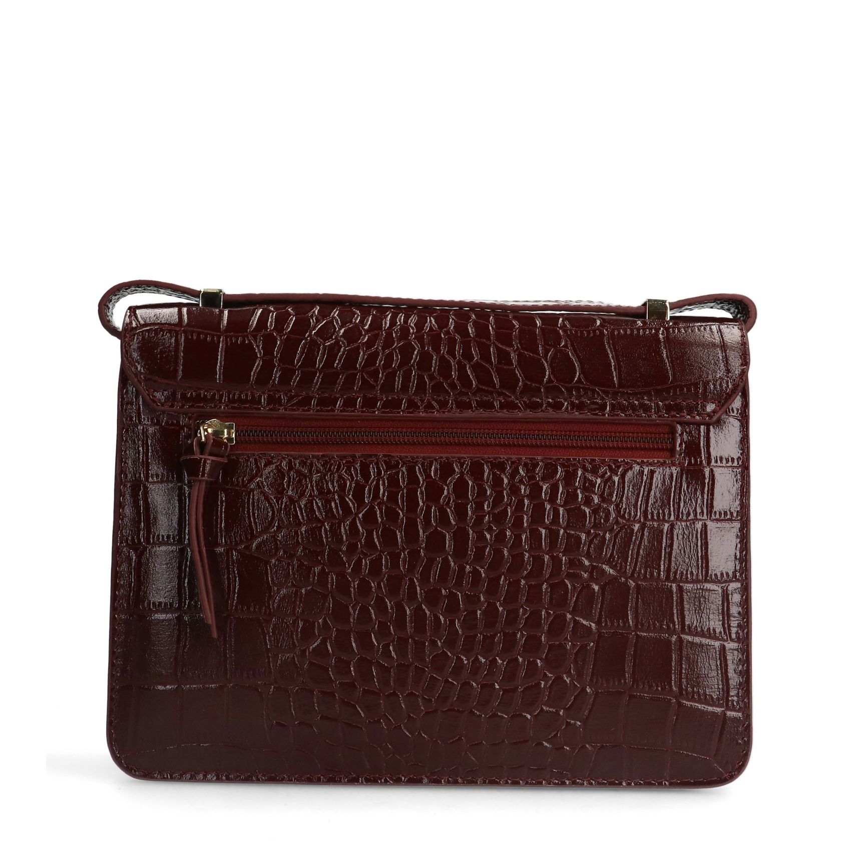 Bordeaux rode lakleren croco schoudertas