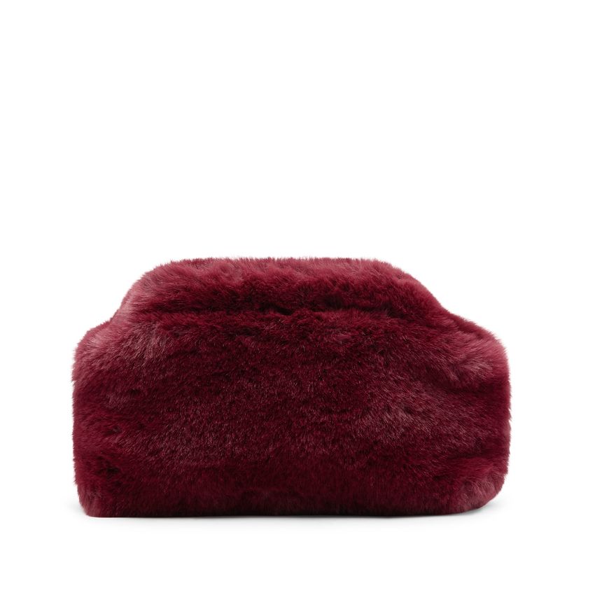 Burgundy clutch van faux fur