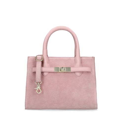 Roséfarbene Handtasche aus Veloursleder