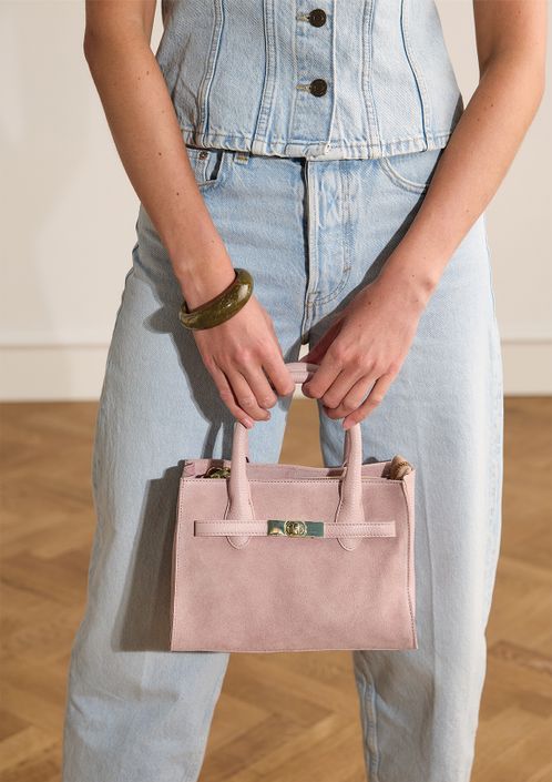 Roze suède handtas