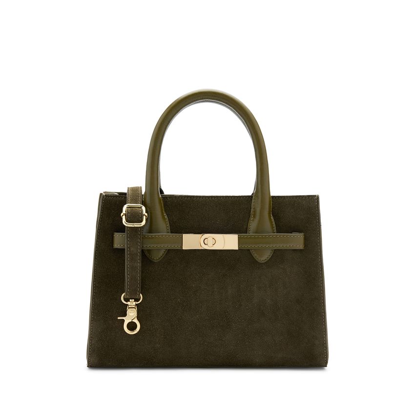 Olivgrüne Veloursleder-Handtasche