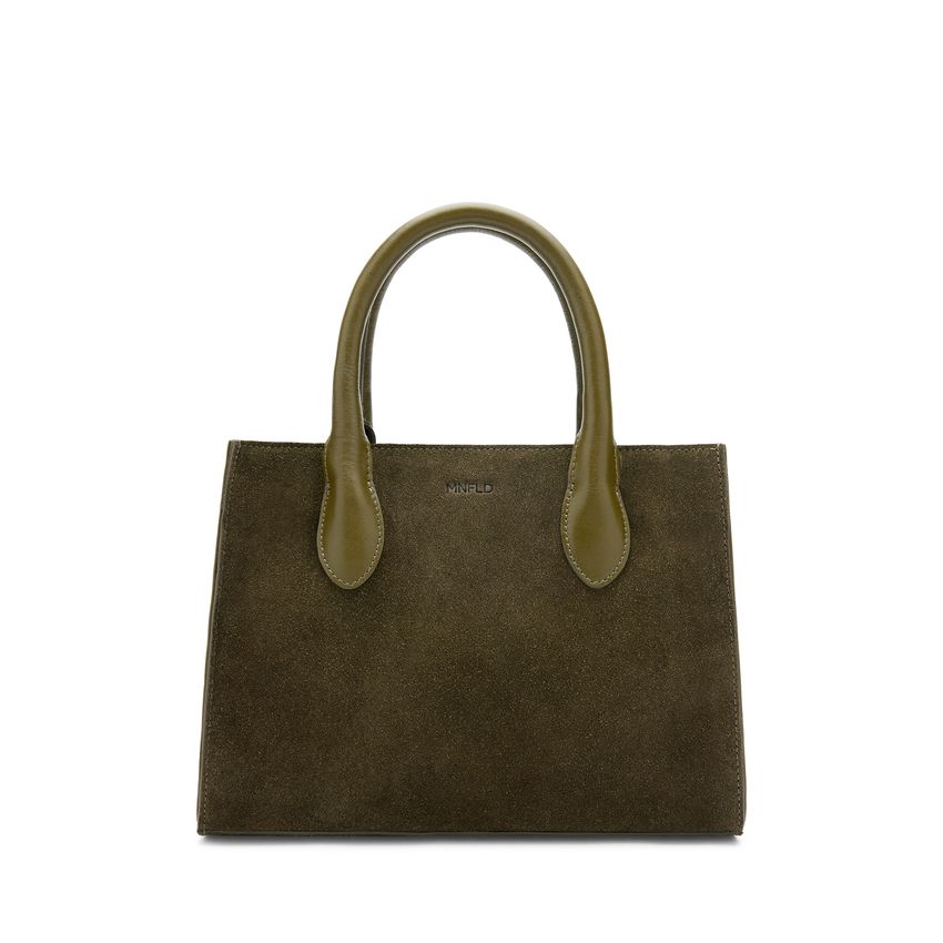 Olijfgroene suède handtas