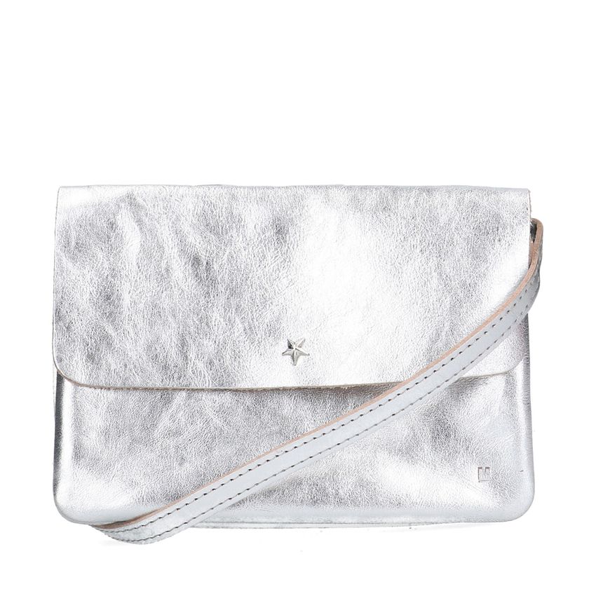 Silberfarbene Leder-Clutch