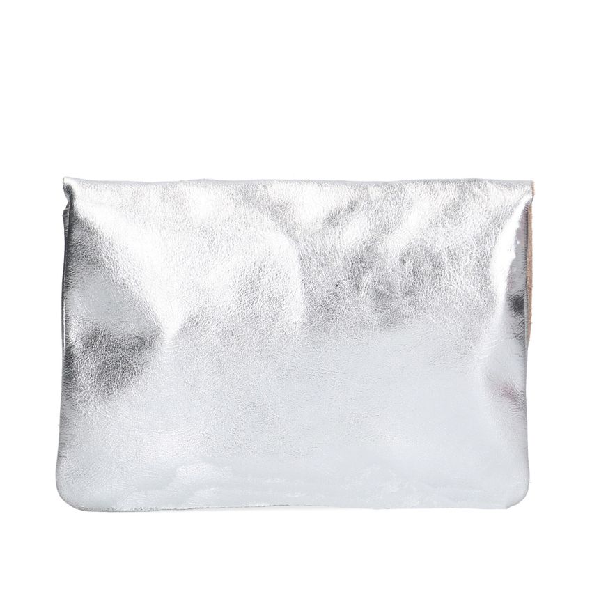 Silberfarbene Leder-Clutch