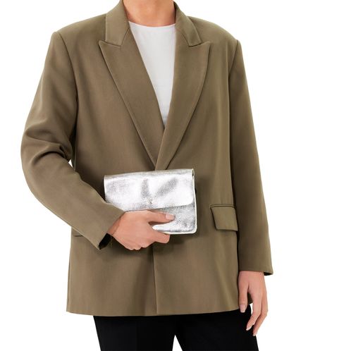Zilverkleurige leren clutch