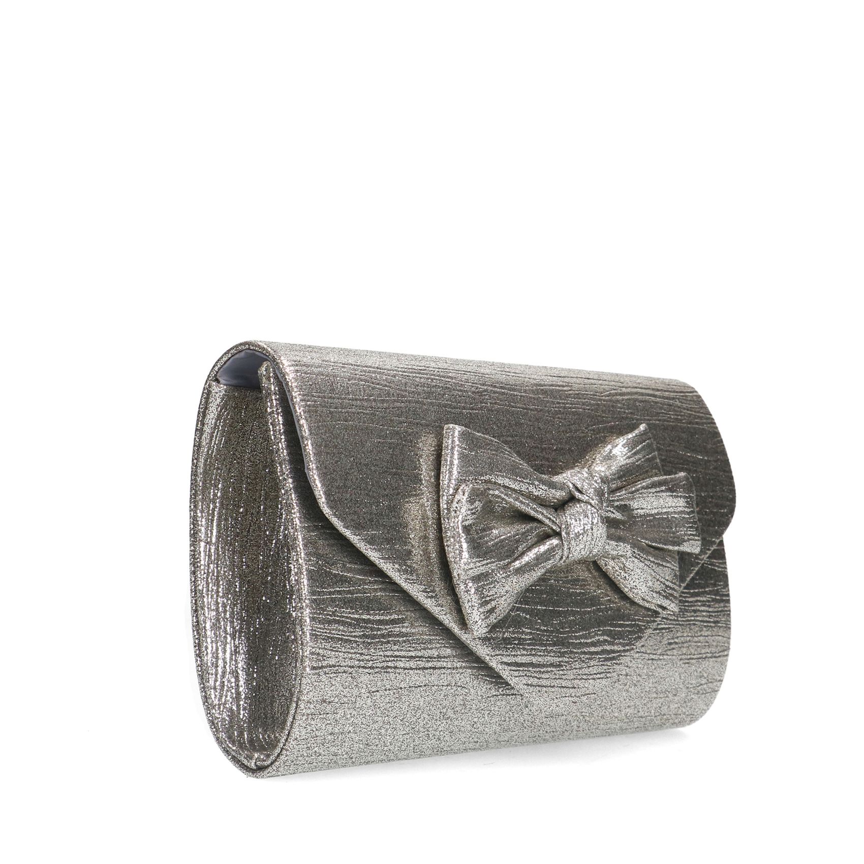 Silberfarbene Clutch mit Schleife