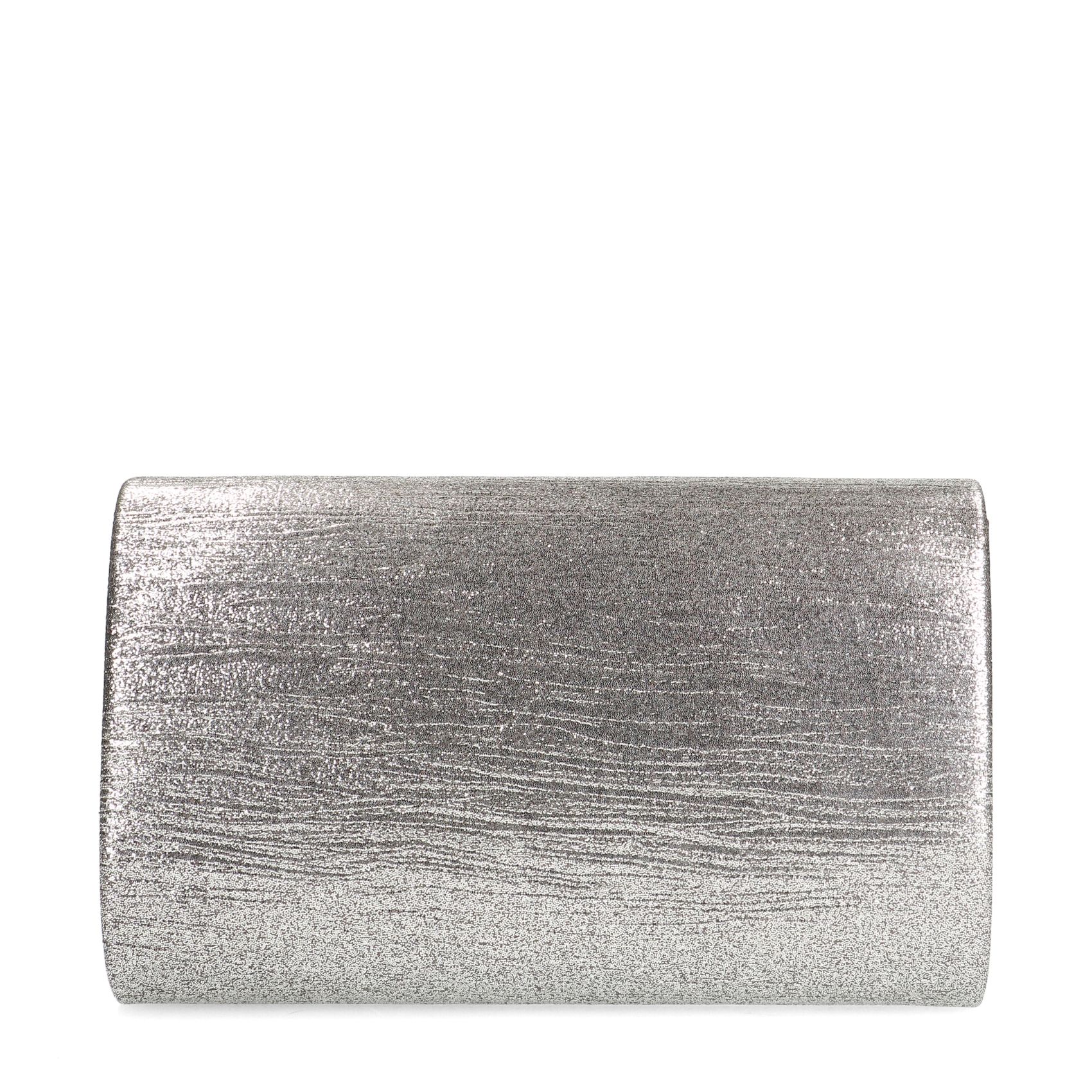 Silberfarbene Clutch mit Schleife