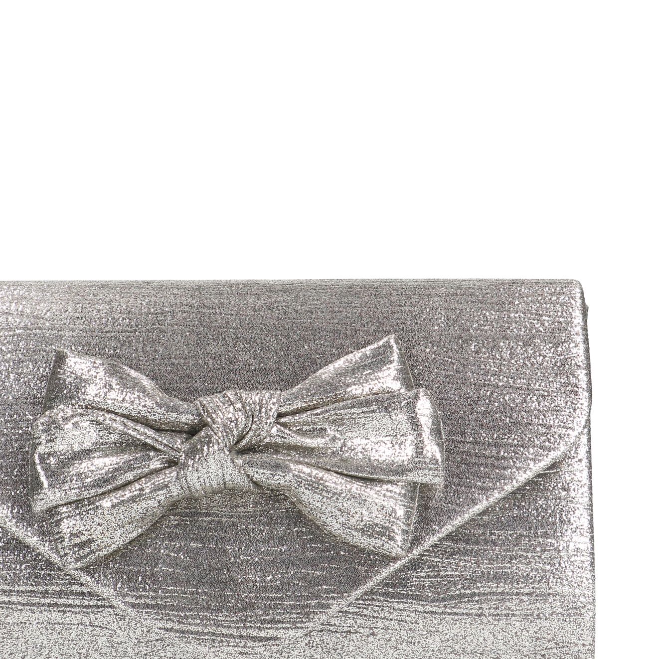 Zilveren clutch met strik