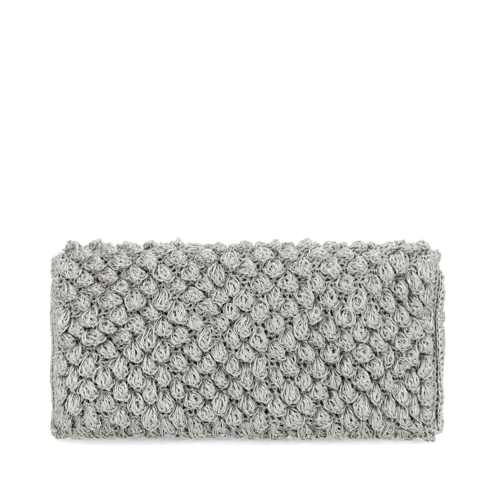 Silberfarbene Clutch mit gewebten Details Clutches Manfield
