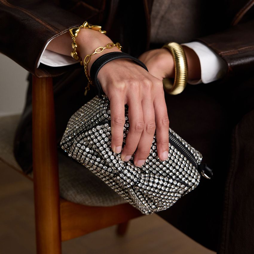 Glitzer-Handtasche mit Schleife