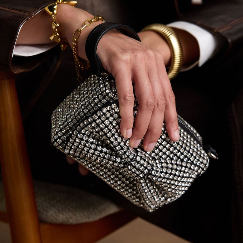 Glitzer-Handtasche mit Schleife