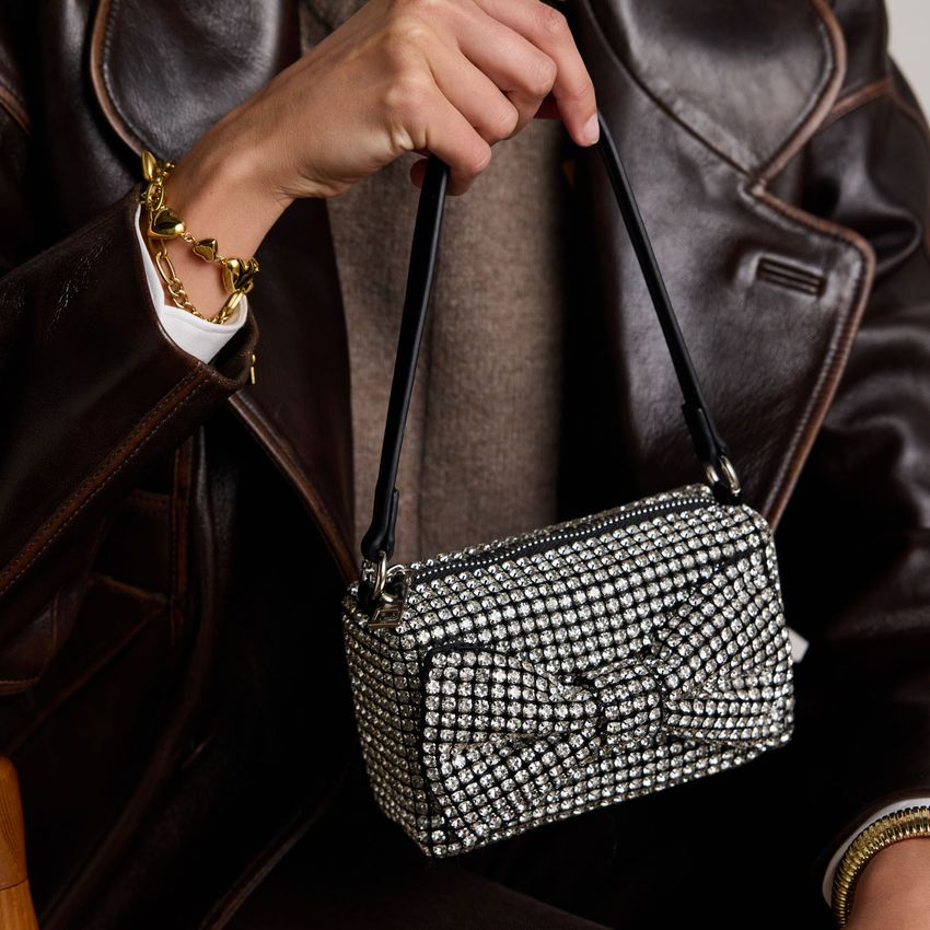 Glitzer-Handtasche mit Schleife