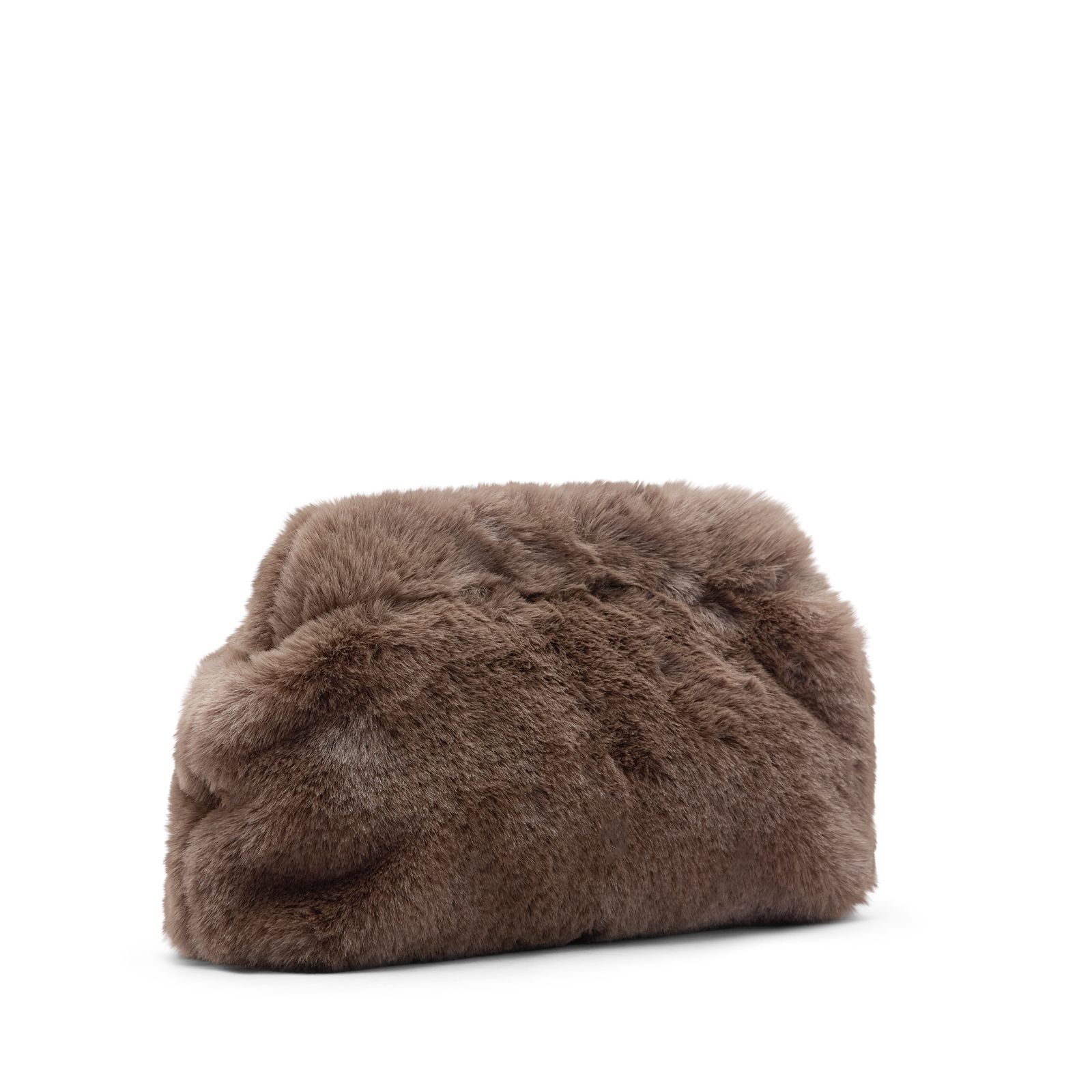 Graue Clutch aus Kunstfell
