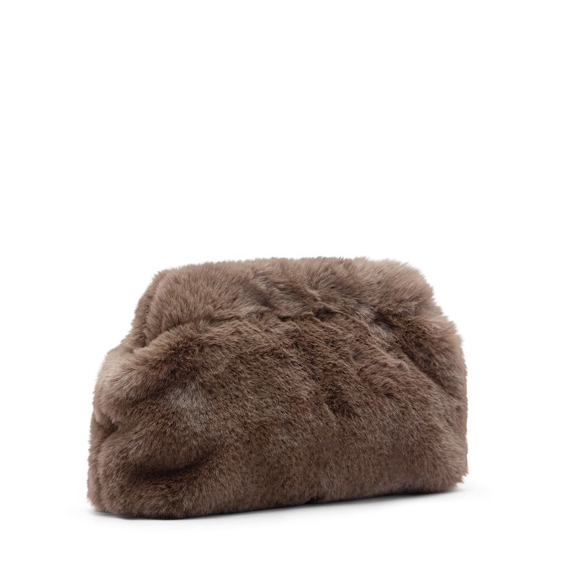 Grijze clutch van faux fur