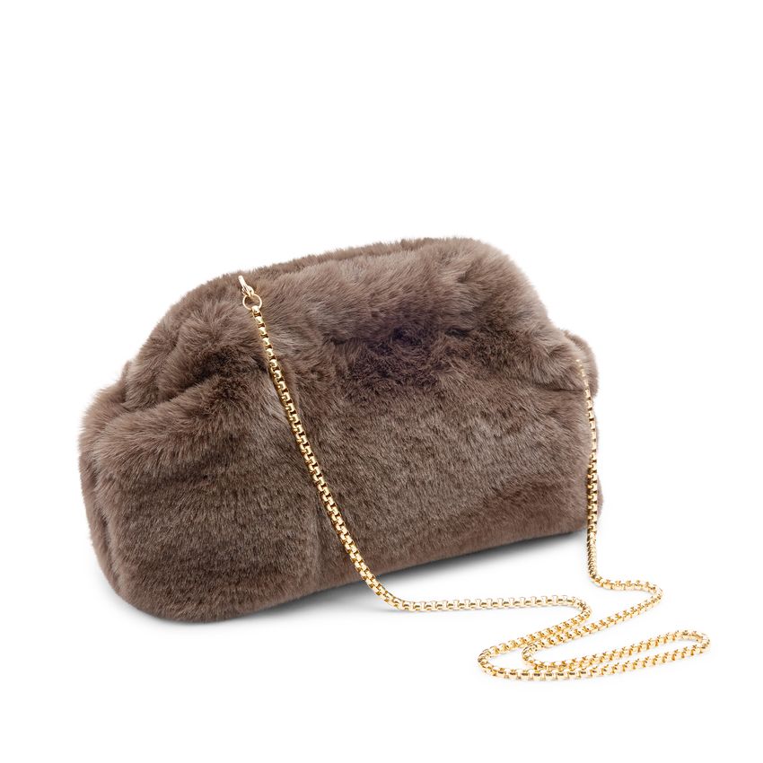 Grijze clutch van faux fur