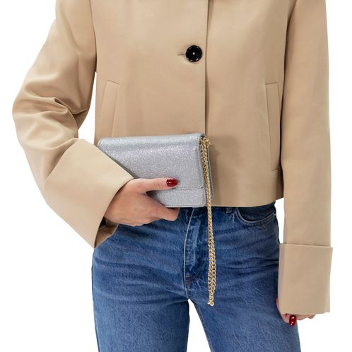 Zilverkleurige glittertas