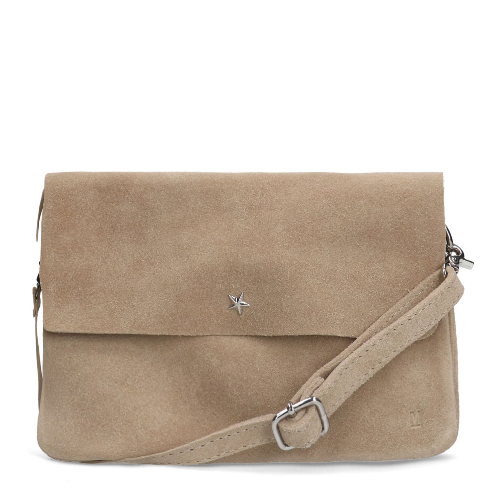 Beige suède clutch