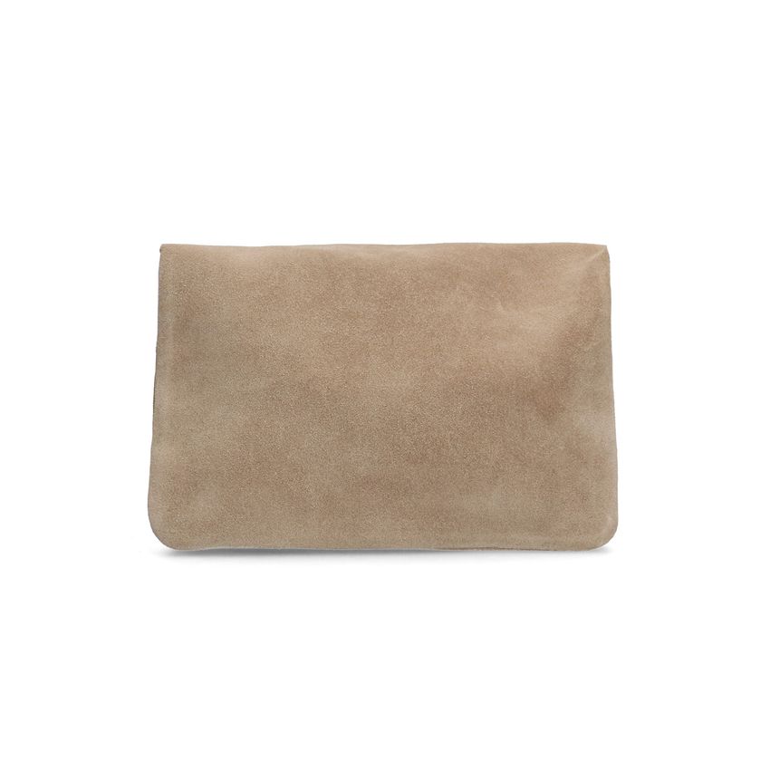 Beigefarbene Veloursleder-Clutch