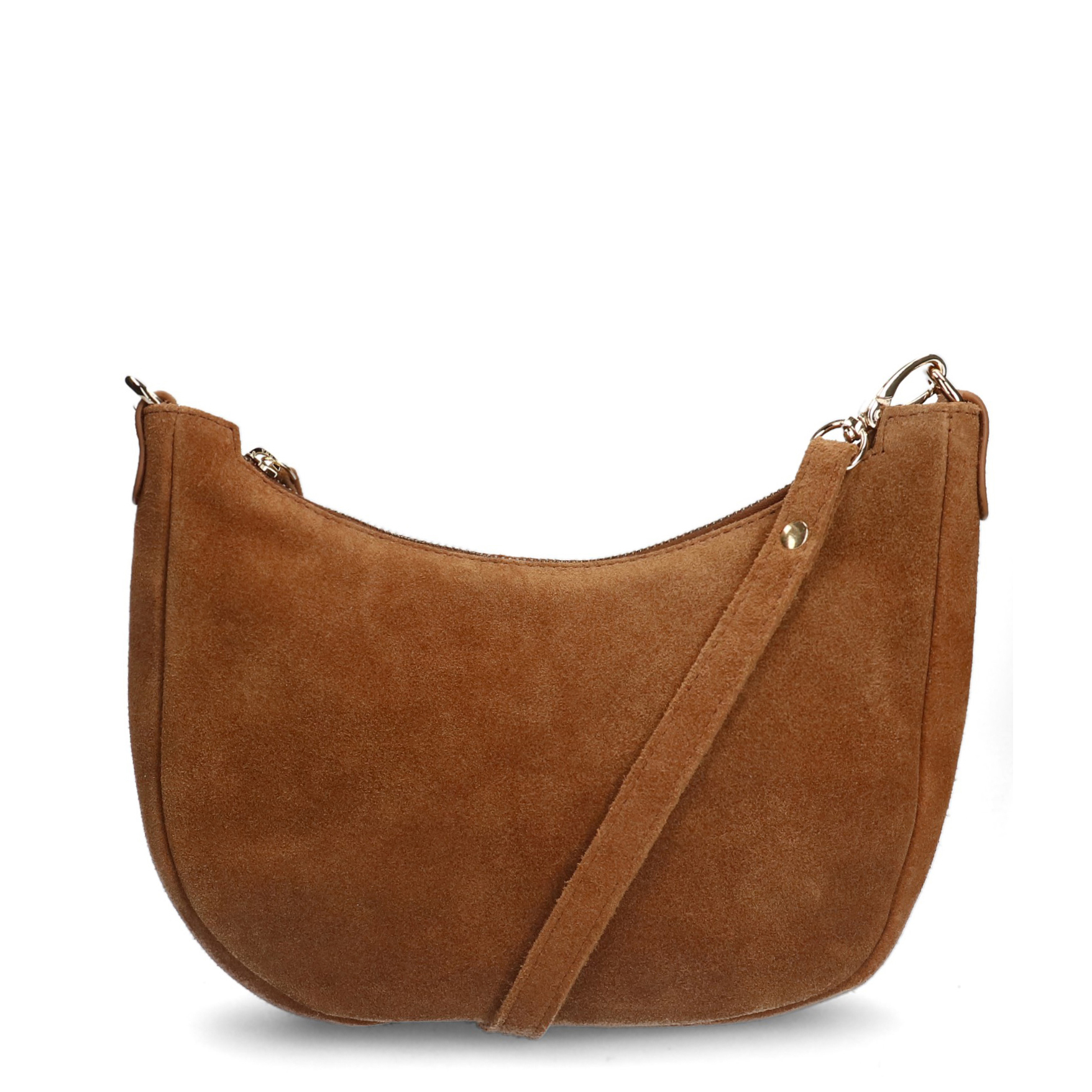 Cognacfarbene Schultertasche aus Veloursleder | Umhängetaschen 