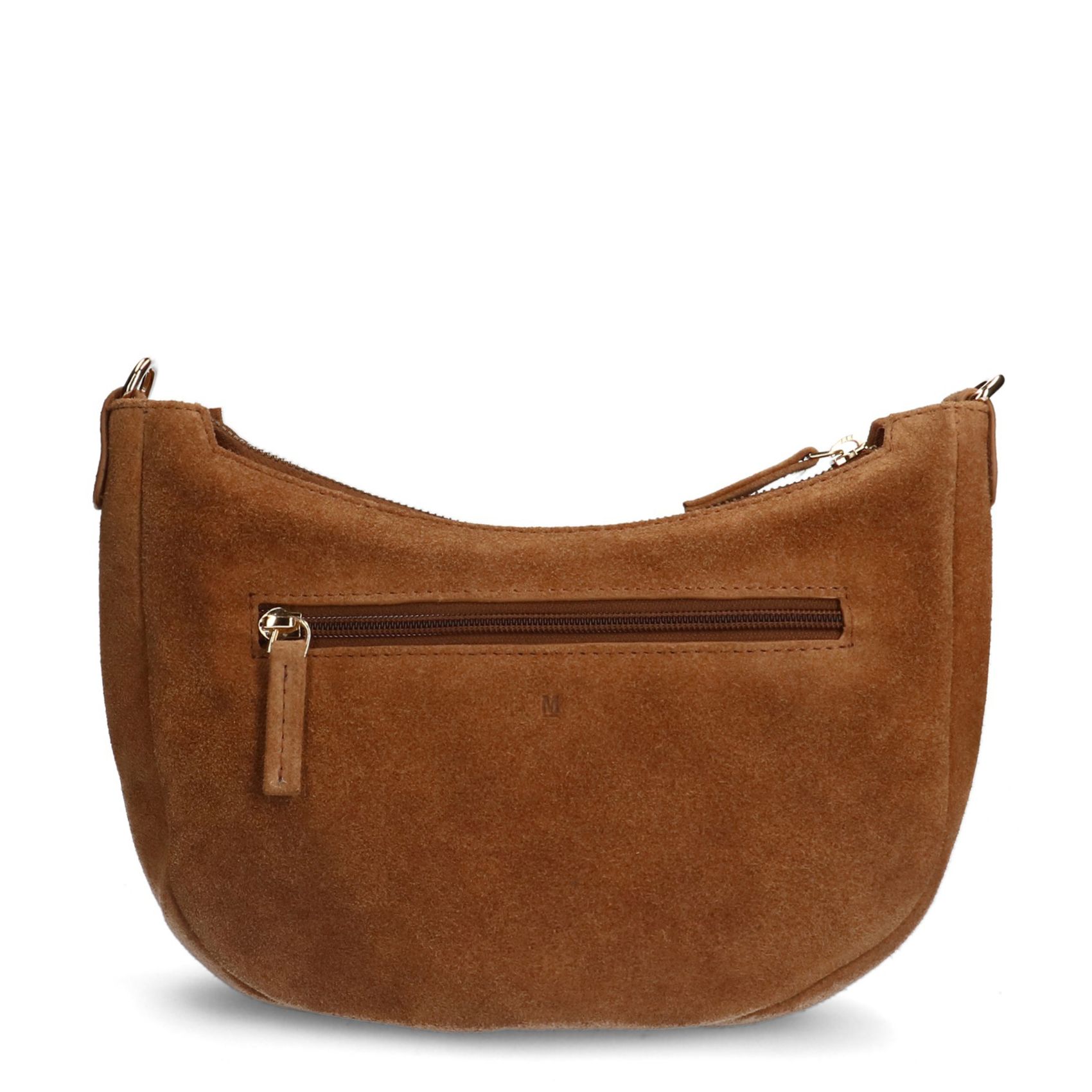Cognacfarbene Schultertasche aus Veloursleder