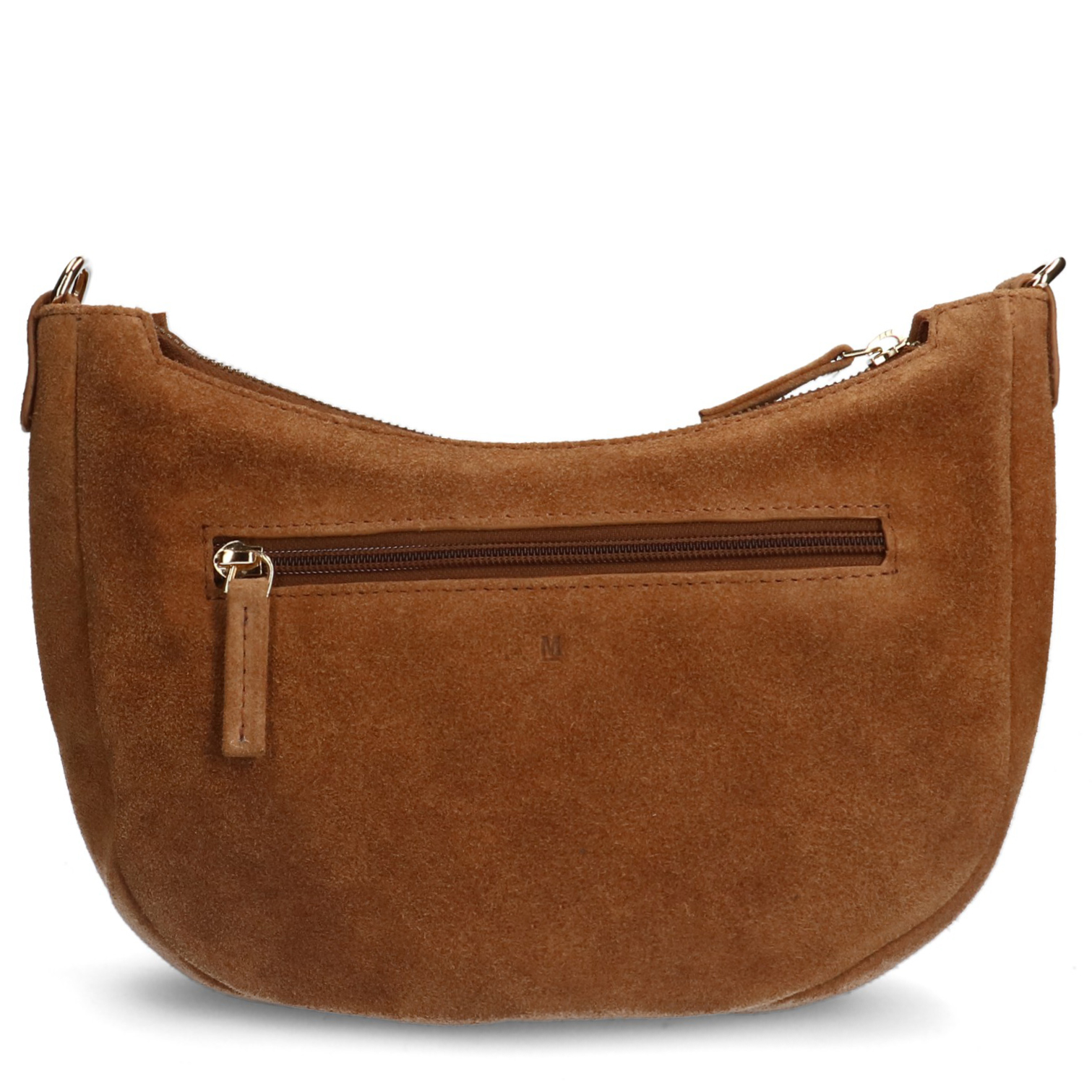 Cognacfarbene Schultertasche aus Veloursleder | Umhängetaschen 