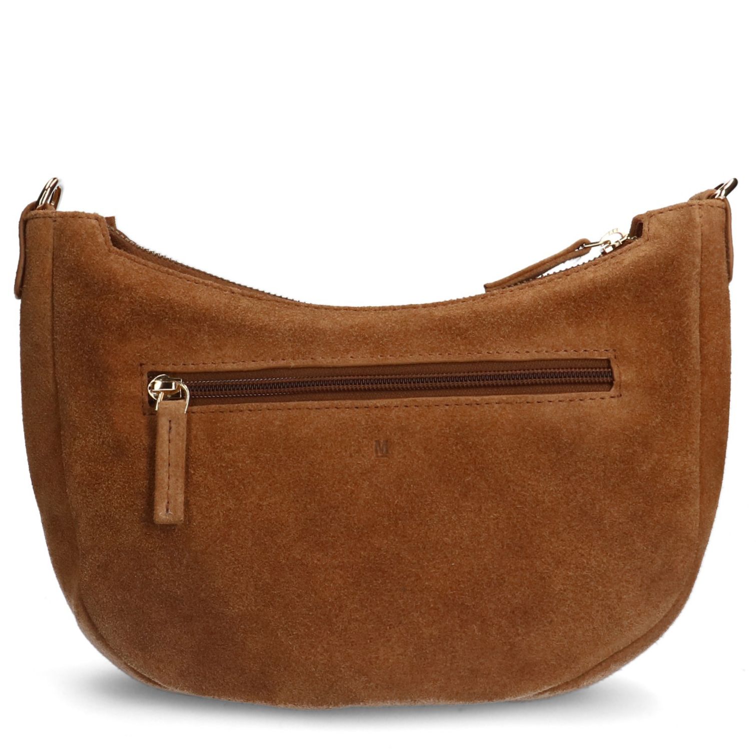 Cognacfarbene Schultertasche aus Veloursleder