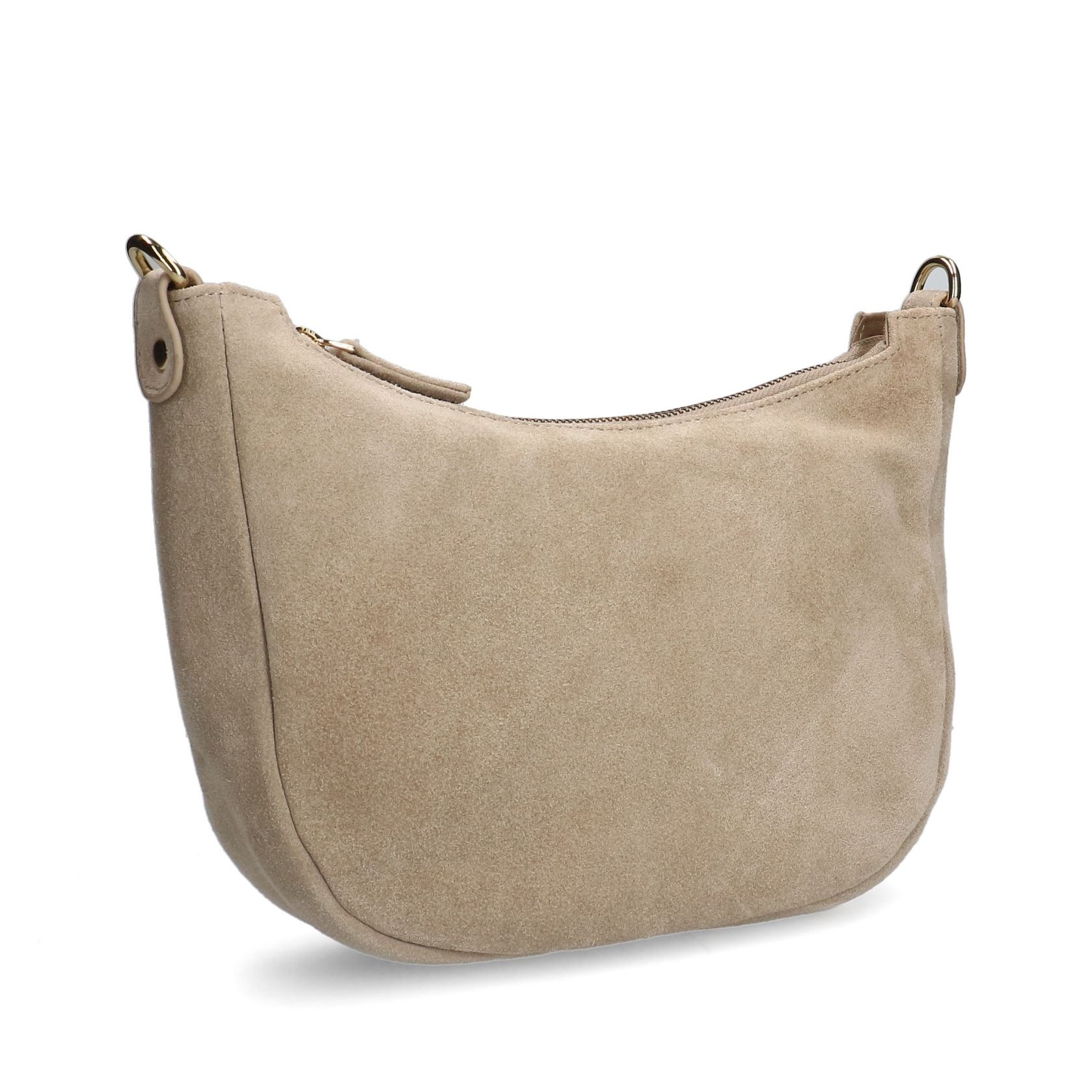 Beigefarbene Schultertasche aus Veloursleder