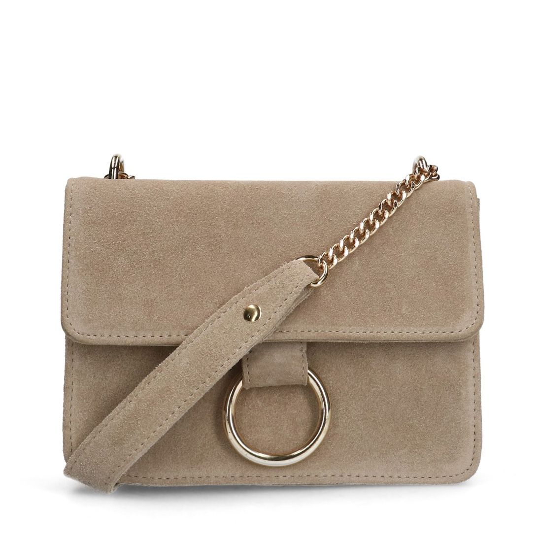 Beige suède schoudertas