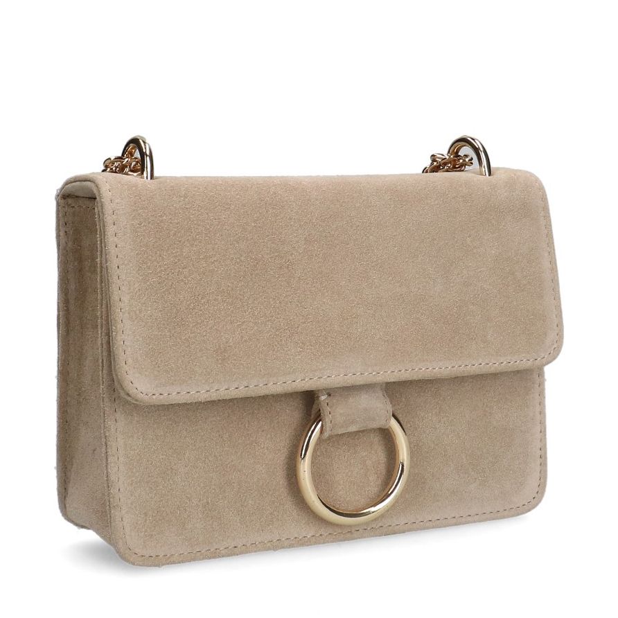 Beige suède schoudertas