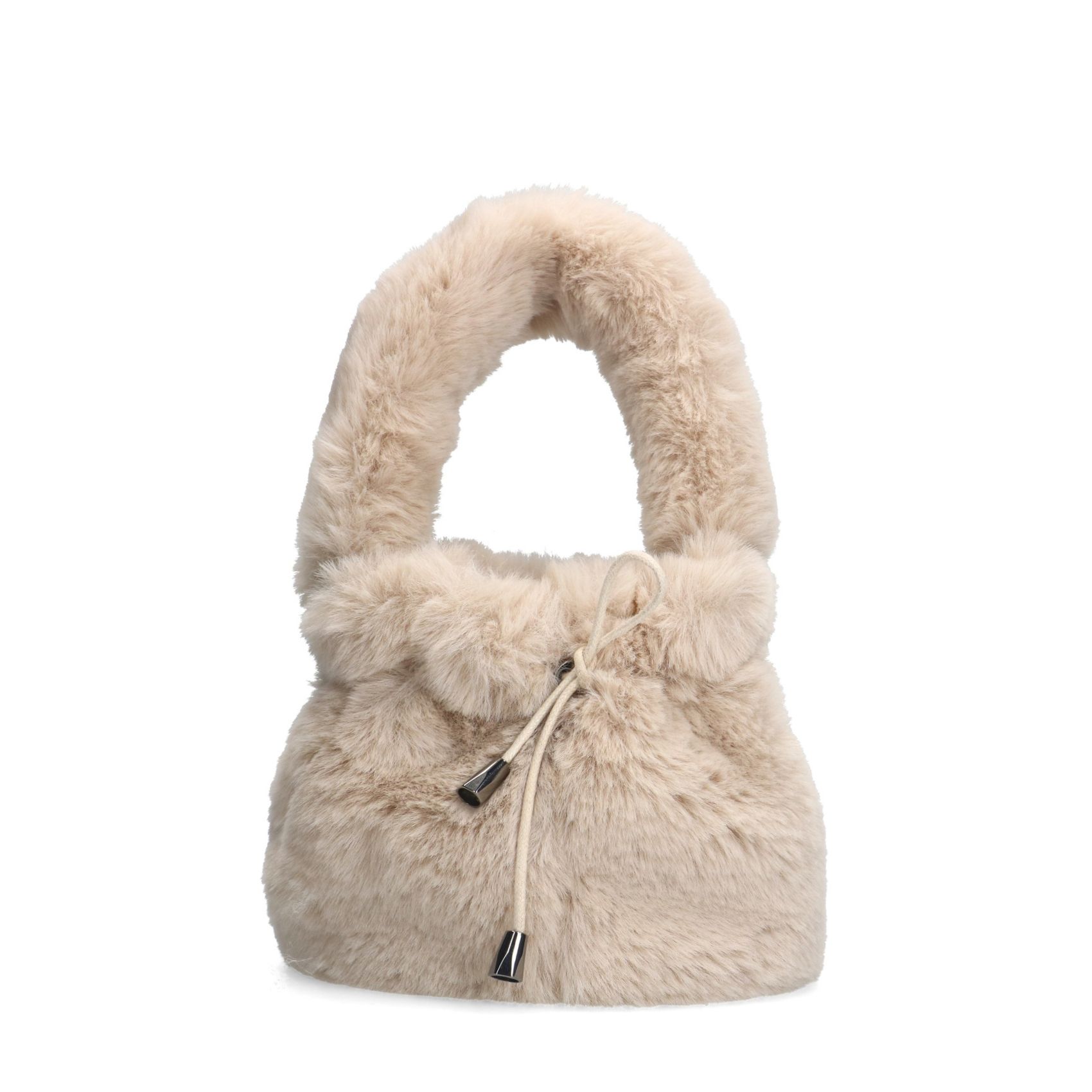 Beigefarbene Mini Bag aus Kunstfell