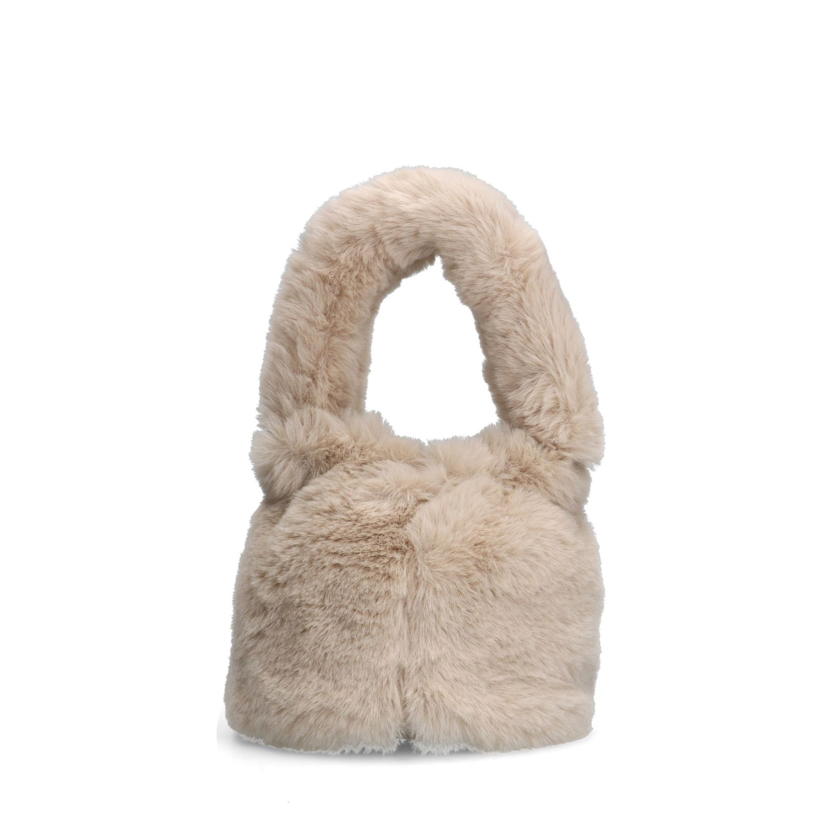 Beigefarbene Mini Bag aus Kunstfell