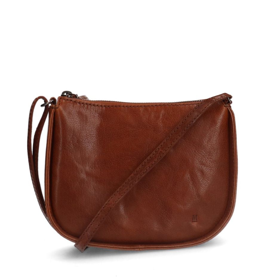 Cognacfarbene Schultertasche aus Leder