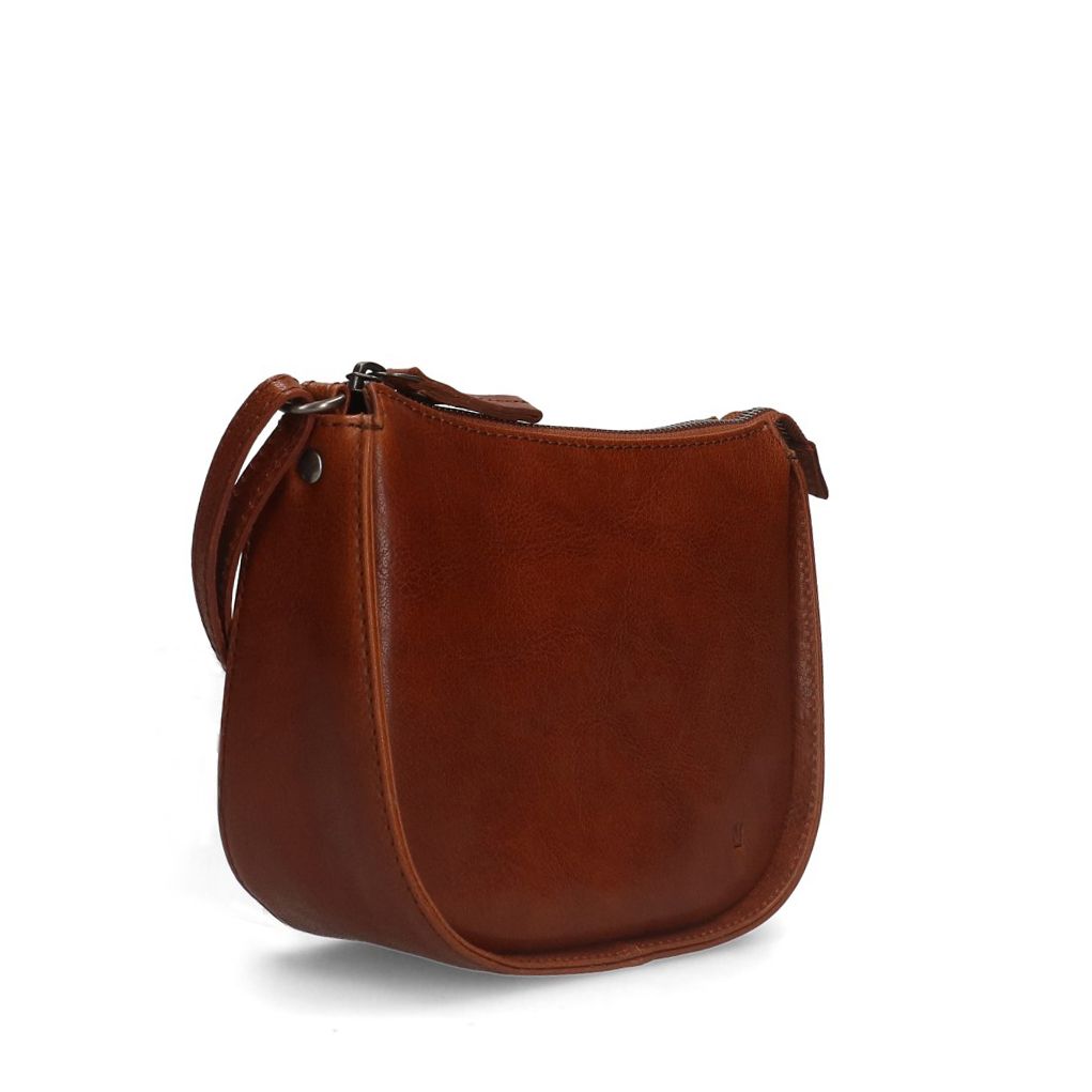 Cognacfarbene Schultertasche aus Leder