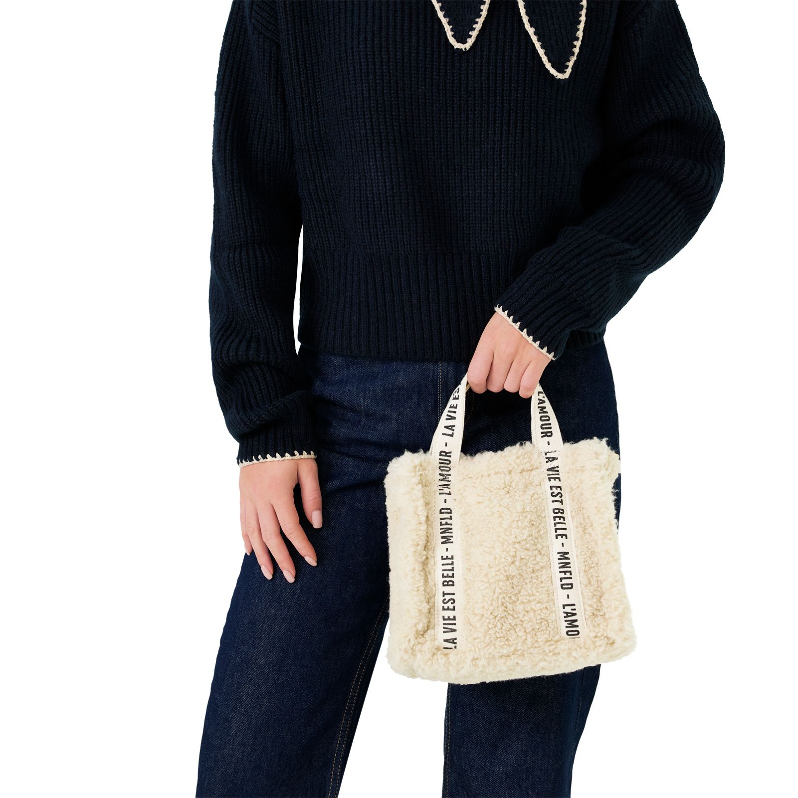 Mini beige teddy shopper
