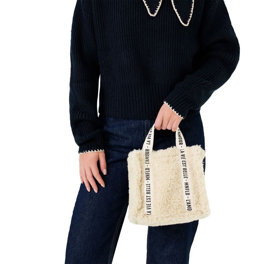 Mini beige teddy shopper