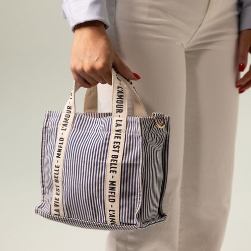 Blau-weiß gestreifter Mini-Shopper