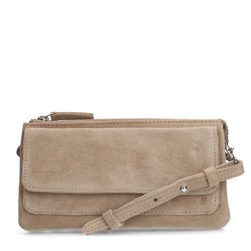 Beigefarbene Veloursleder-Clutch