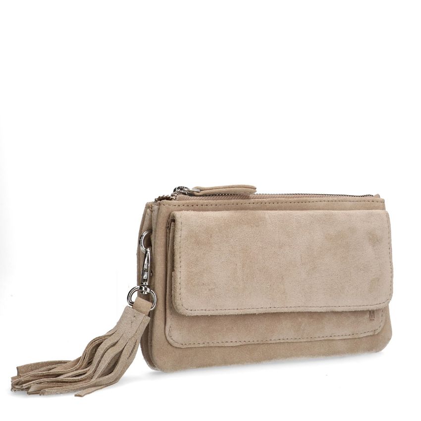 Beige suède clutch