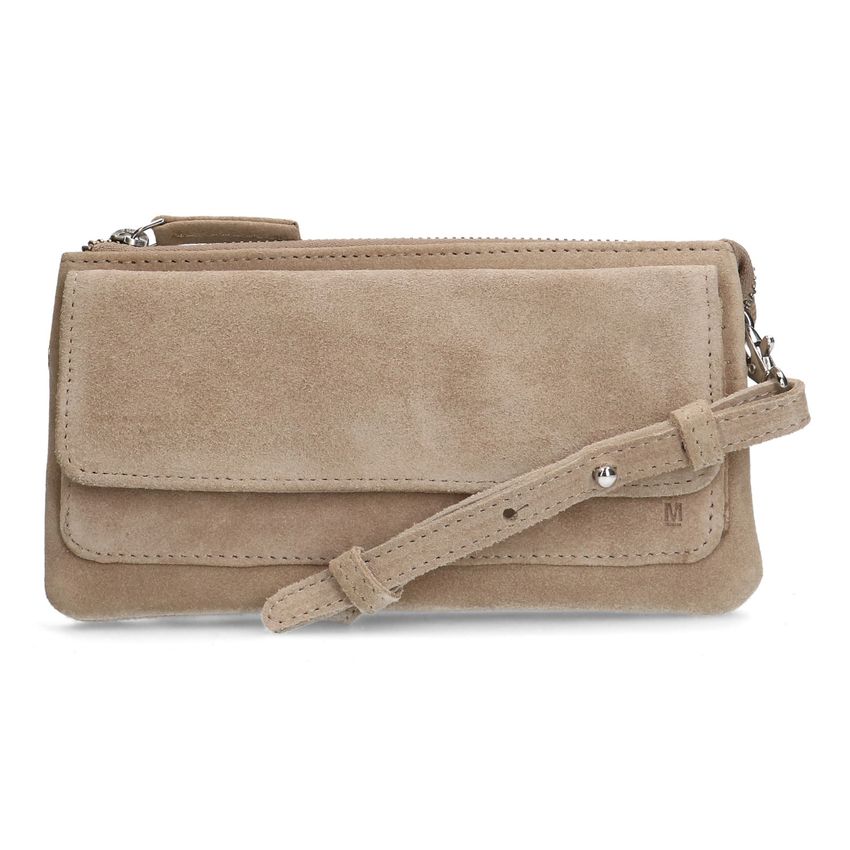 Beigefarbene Veloursleder-Clutch