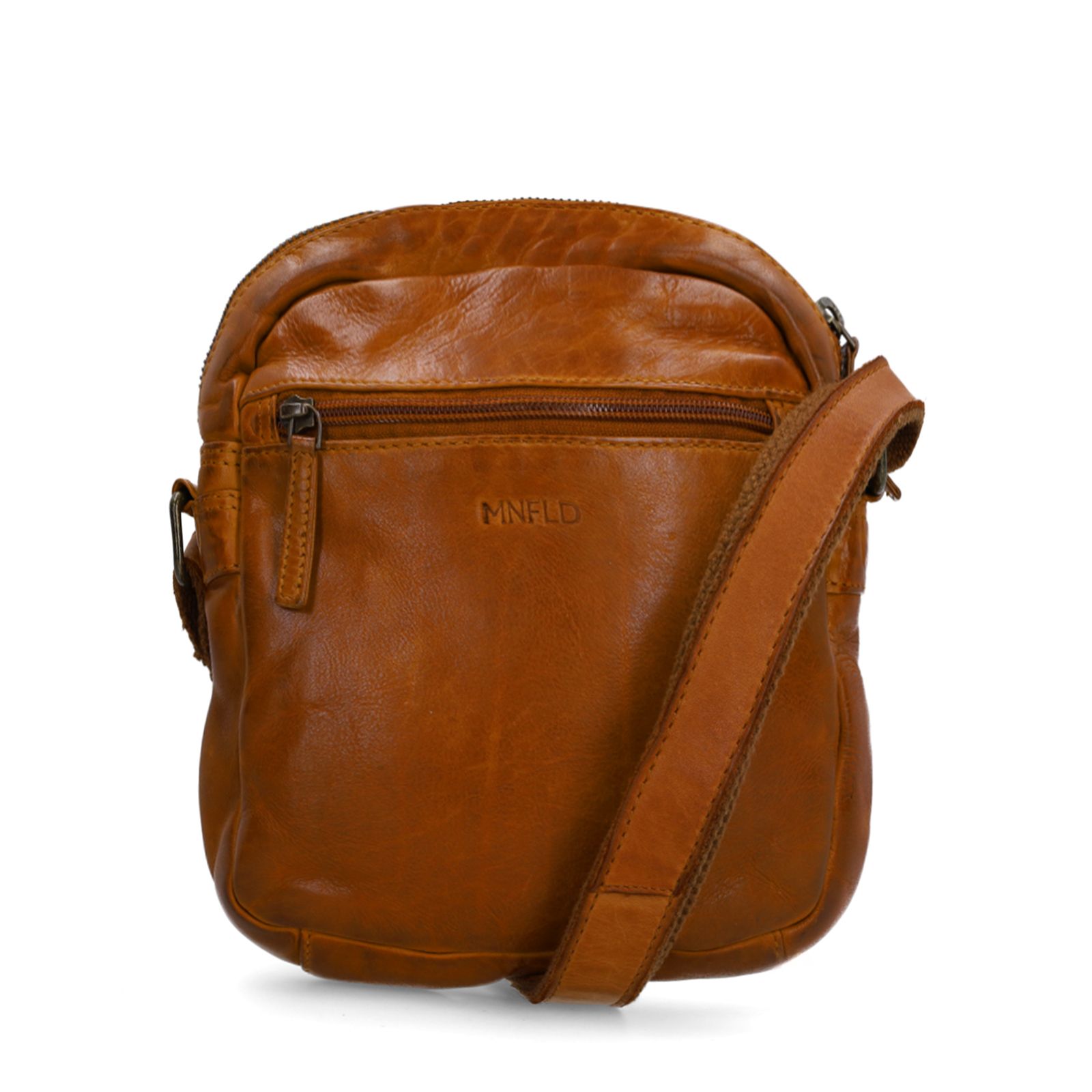 Cognacfarbene Schultertasche aus Leder