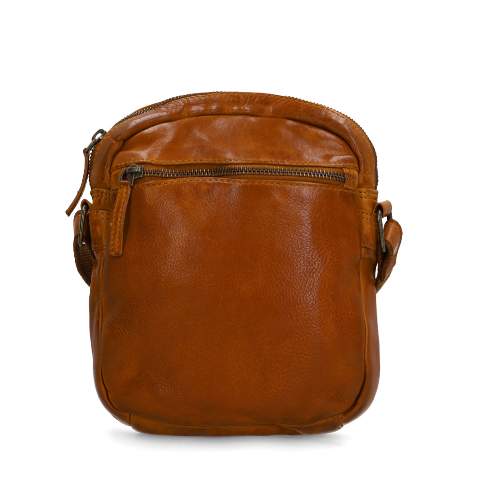Cognacfarbene Schultertasche aus Leder