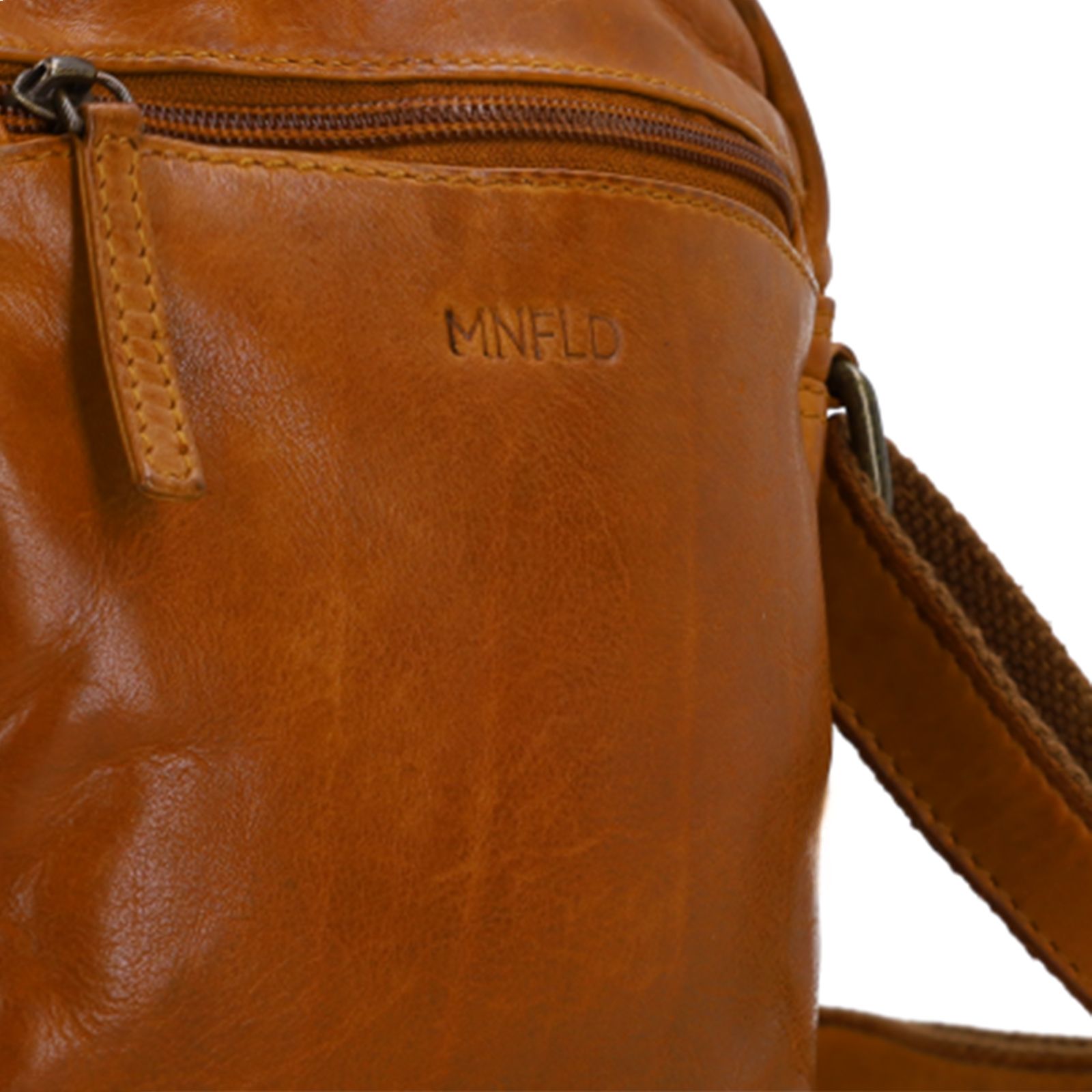 Cognacfarbene Schultertasche aus Leder
