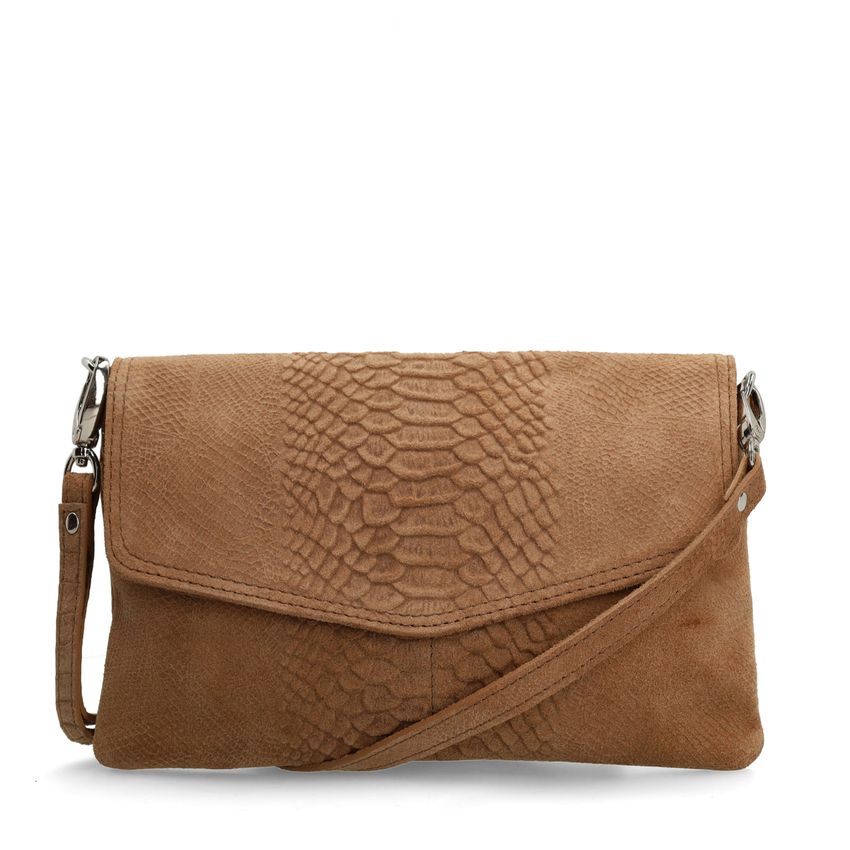 Taupefarbene Veloursleder-Clutch