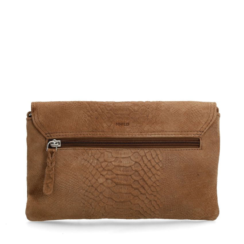 Taupefarbene Veloursleder-Clutch