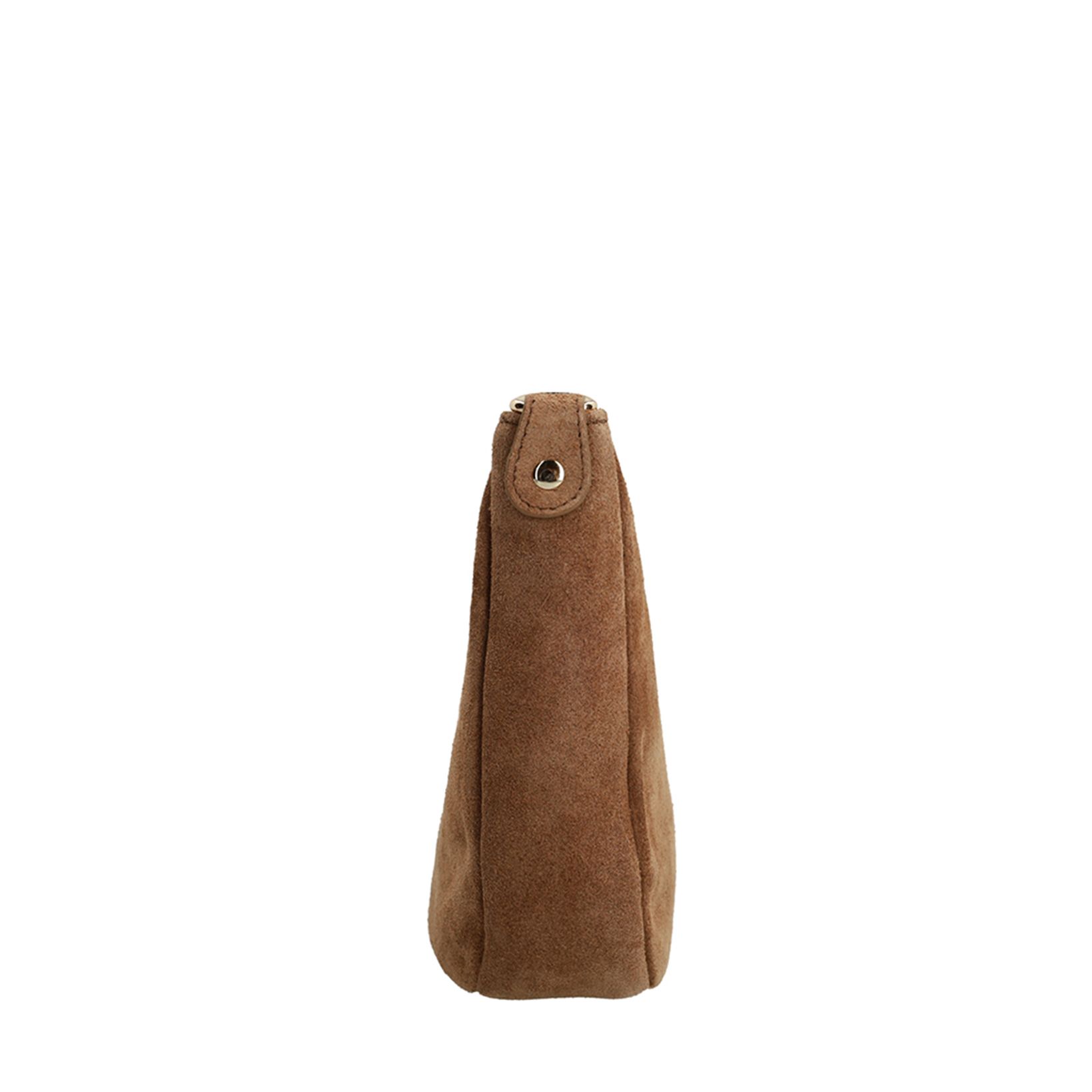 Taupefarbene Schultertasche aus Veloursleder