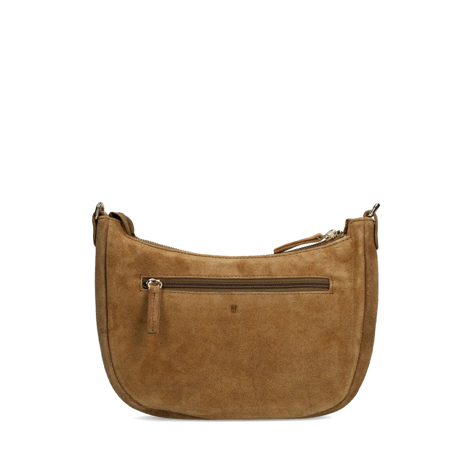 Taupefarbene Schultertasche aus Veloursleder