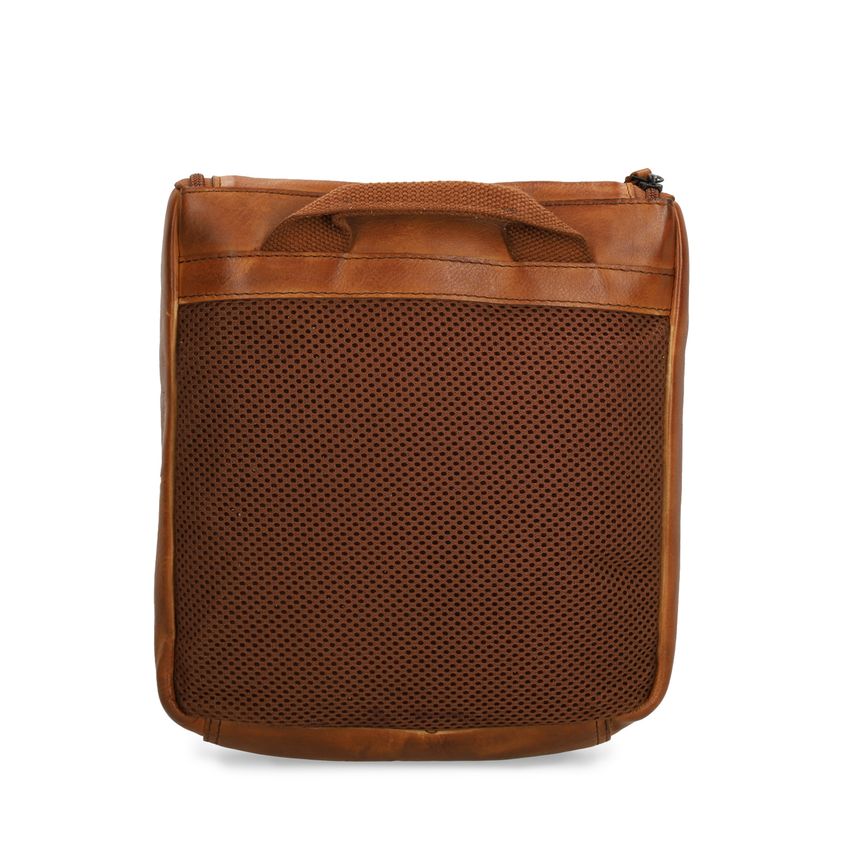 Cognac leren toilettas