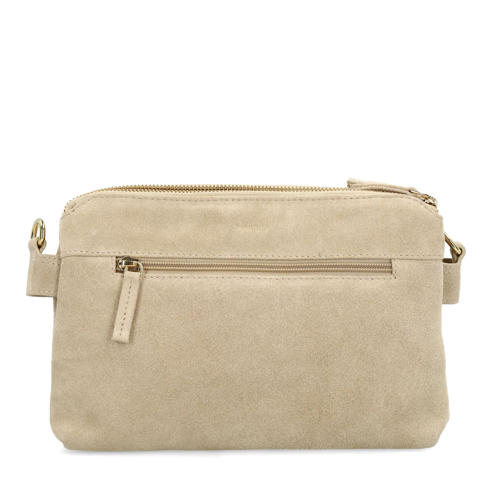 Beigefarbene Schultertasche aus Veloursleder