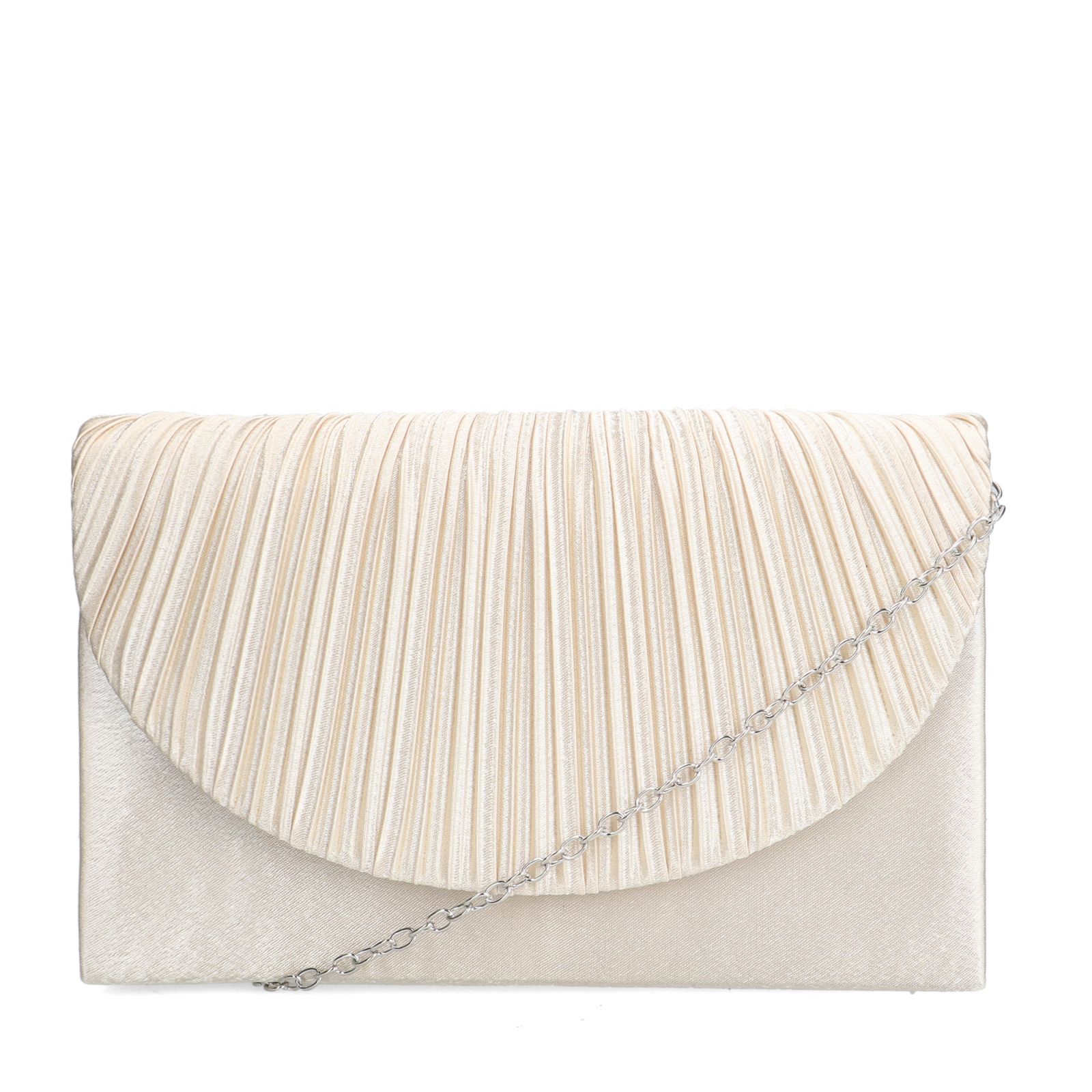 Beigefarbene Clutch mit Glitzer