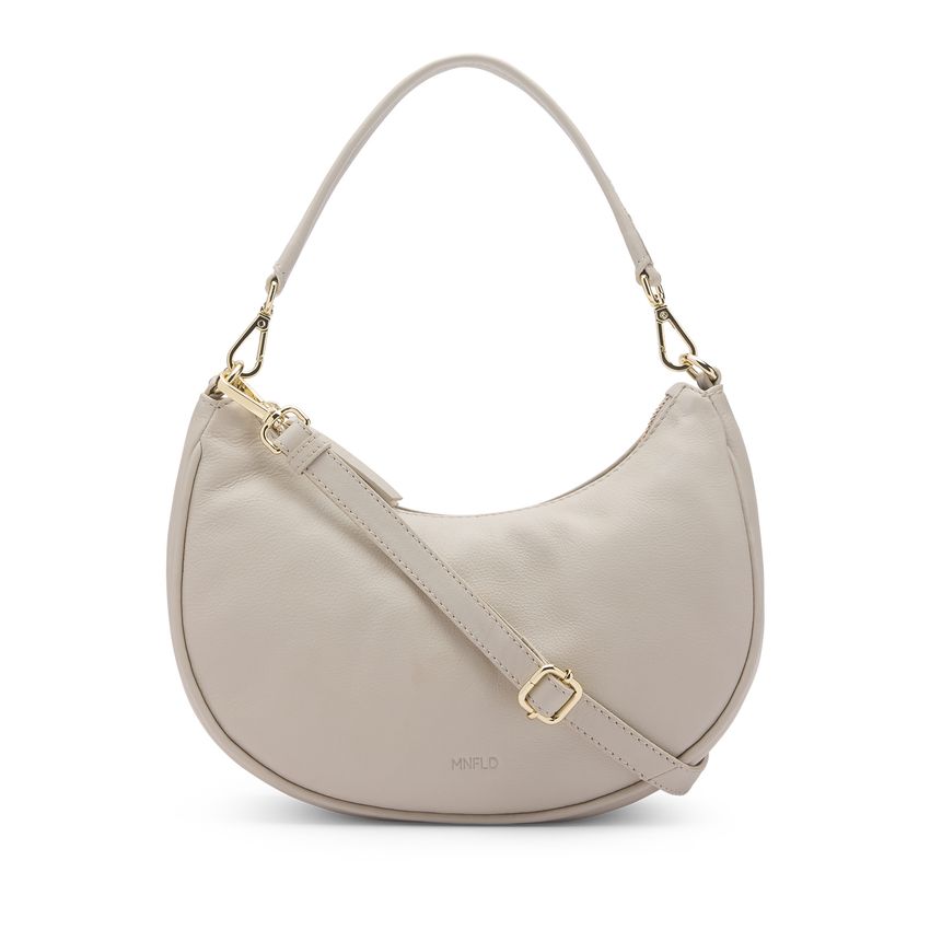 Beigefarbene Lederhandtasche